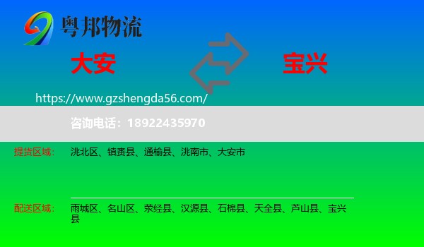 大安市到宝兴县物流专线
