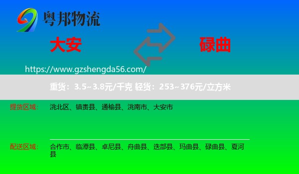 大安市到碌曲县物流专线