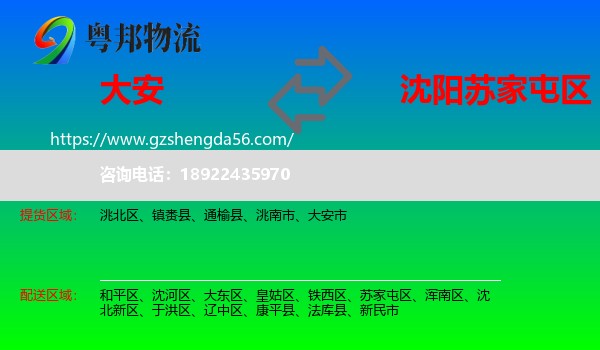 大安市到苏家屯区物流专线