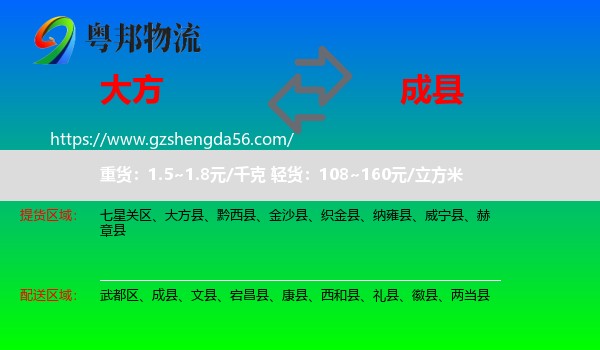 大方县到成县物流专线