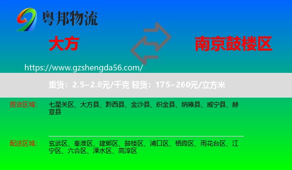 大方县到鼓楼区物流专线
