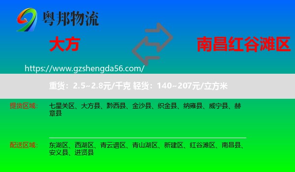 大方县到红谷滩区物流专线