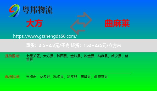 大方县到曲麻莱县物流专线