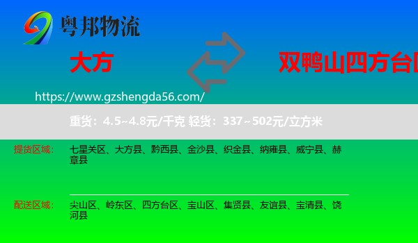 大方县到四方台区物流专线