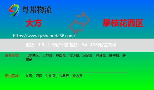 大方县到西区物流专线