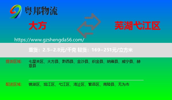 大方县到弋江区物流专线