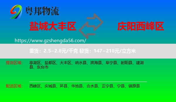 大丰区到西峰区物流专线