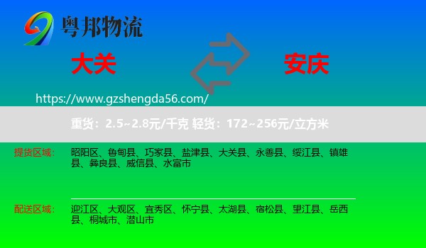 大关县到安庆物流专线