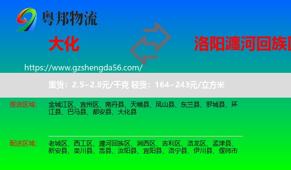 大化县到瀍河回族区物流专线