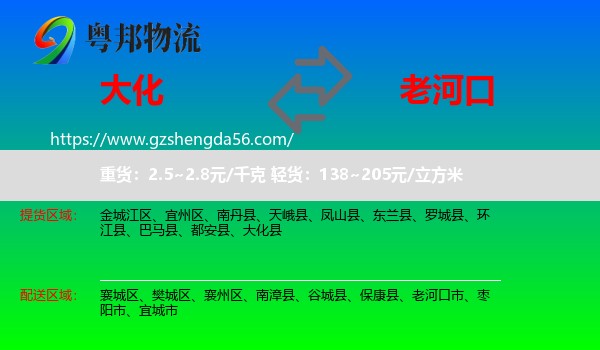 大化县到老河口市物流专线