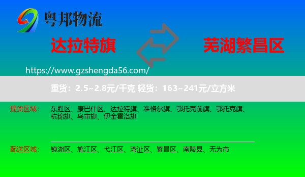 达拉特旗到繁昌区物流专线