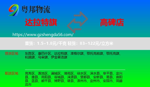达拉特旗到高碑店市物流专线