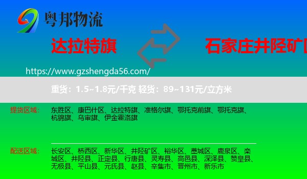 达拉特旗到井陉矿区物流专线
