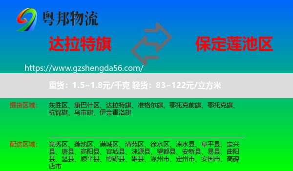 达拉特旗到莲池区物流专线