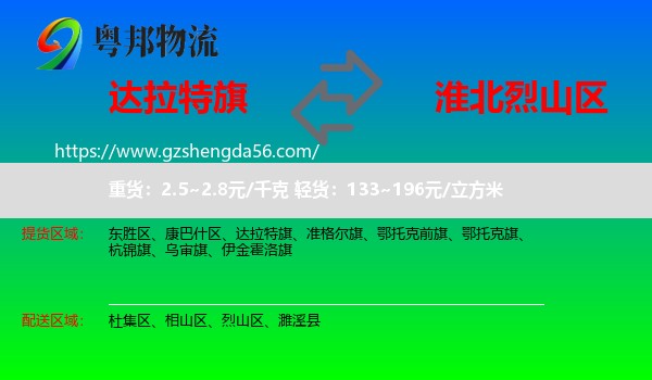 达拉特旗到烈山区物流专线