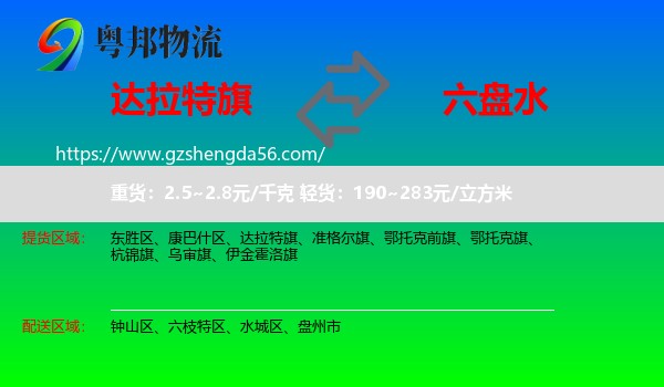 达拉特旗到六盘水物流专线