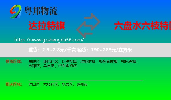 达拉特旗到六枝特区物流专线