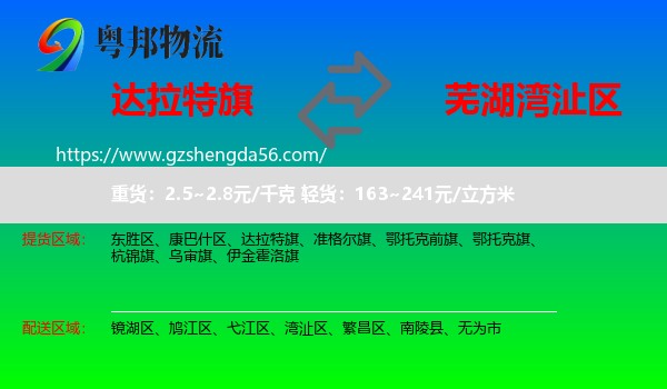 达拉特旗到湾沚区物流专线