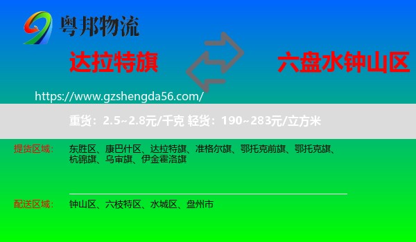 达拉特旗到钟山区物流专线