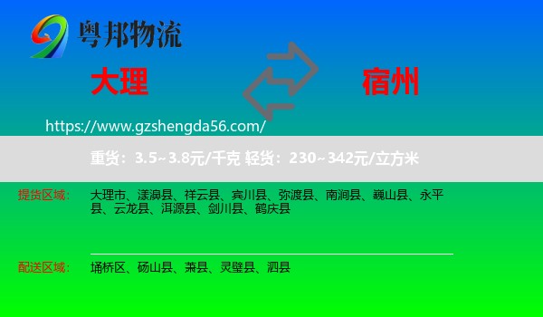 大理到宿州物流专线