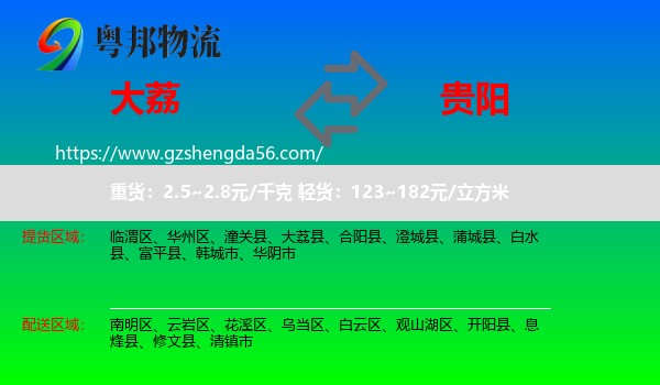 大荔县到贵阳专线
