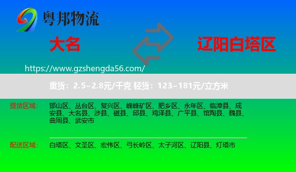 大名县到白塔区物流专线