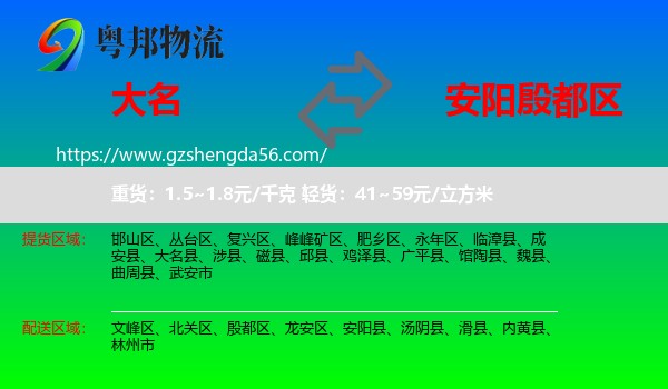 大名县到殷都区物流专线