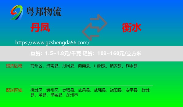 丹凤县到衡水物流