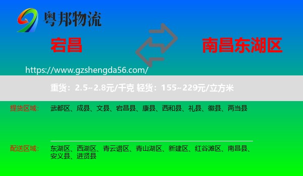 宕昌县到东湖区物流专线