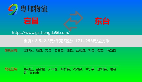 宕昌县到东台市物流专线