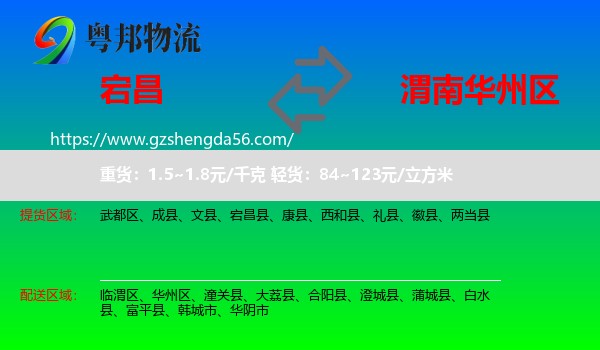 宕昌县到华州区物流专线