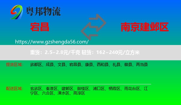 宕昌县到建邺区物流专线