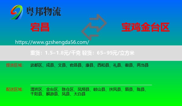 宕昌县到金台区物流专线