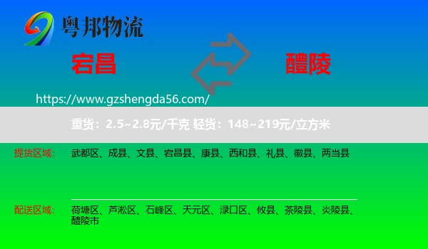 宕昌县到醴陵市物流专线