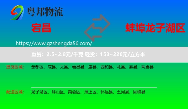 宕昌县到龙子湖区物流专线