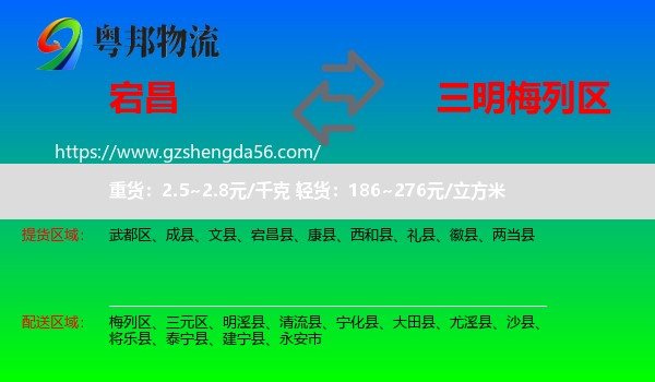宕昌县到梅列区物流专线