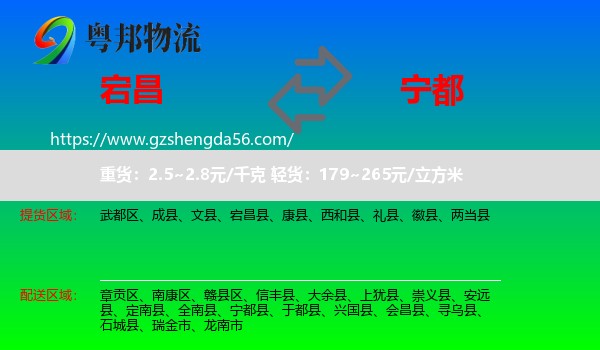 宕昌县到宁都县物流专线