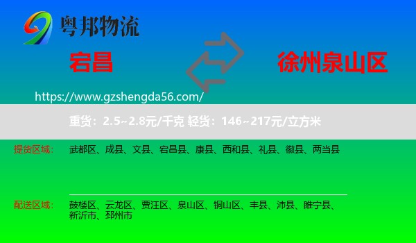 宕昌县到泉山区物流专线