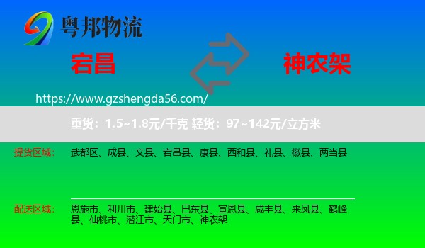 宕昌县到神农架物流专线