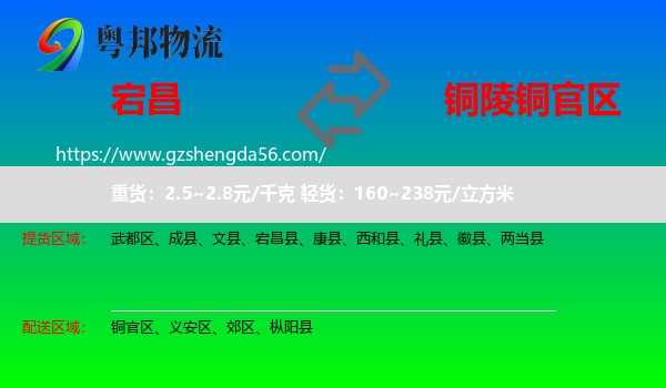 宕昌县到铜官区物流专线