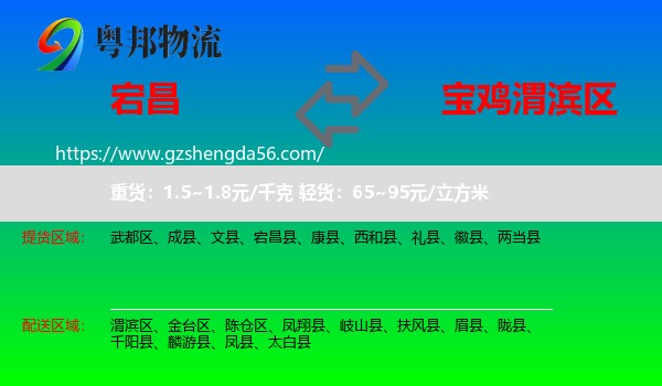 宕昌县到渭滨区物流专线