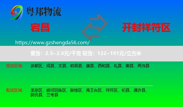 宕昌县到祥符区物流专线