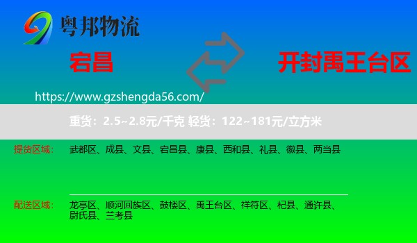 宕昌县到禹王台区物流专线