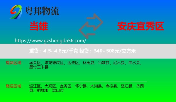 当雄县到宜秀区物流专线