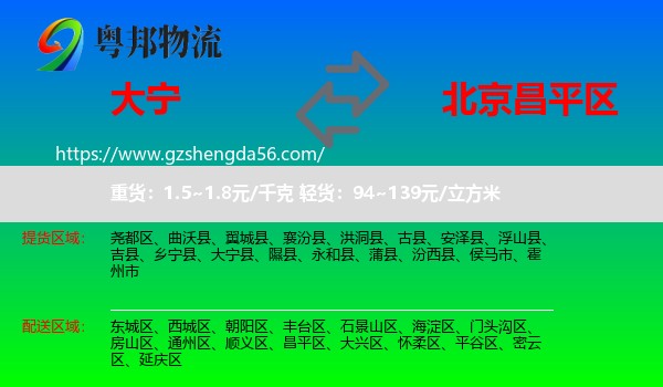 大宁县到昌平区物流