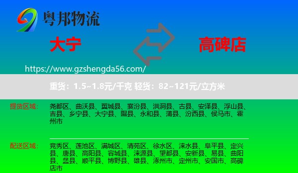大宁县到高碑店市物流专线