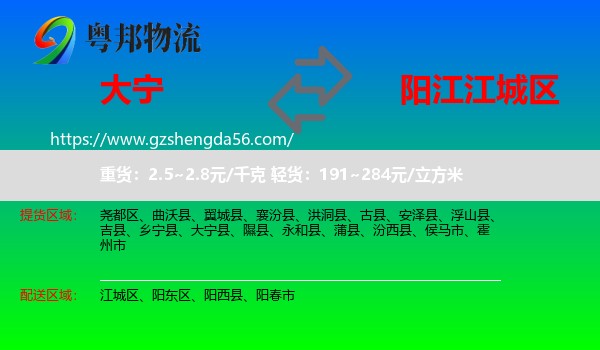 大宁县到江城区物流专线