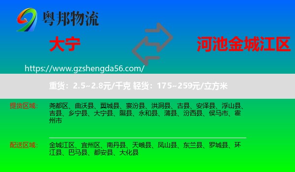 大宁县到金城江区物流专线