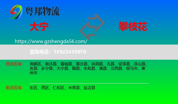 大宁县到攀枝花物流