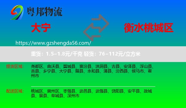 大宁县到桃城区物流专线